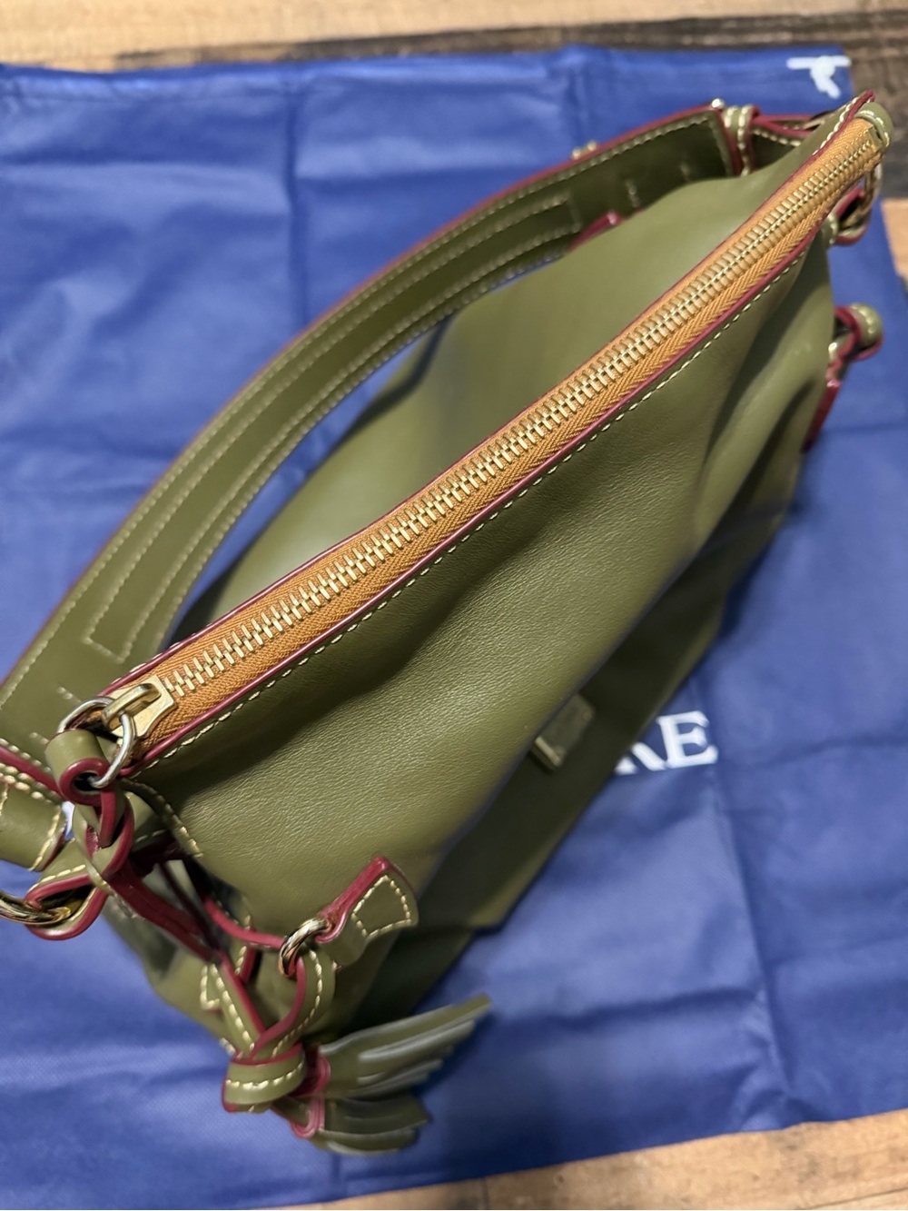 Dooney & Bourke Tassel Shoulder Bag - Olive Green - Picture 4 of 11